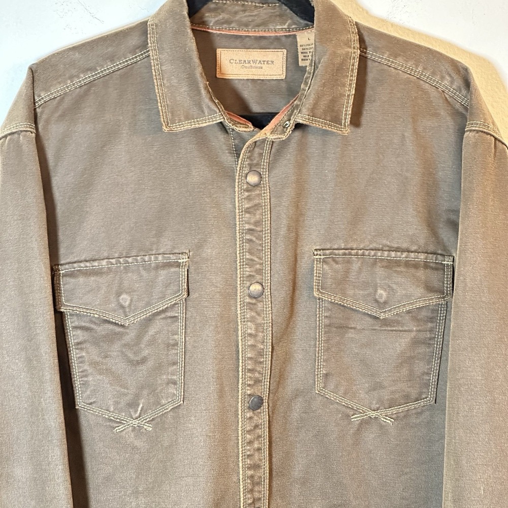 ClearWater Outfitters Faux Suede Ranch Jacket Men Large Snap Front Chore Shacket - Picture 4 of 13